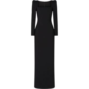 Badgley Mischka‎ Black Puff Sleeves Gown Size 12 MSRP: $695
